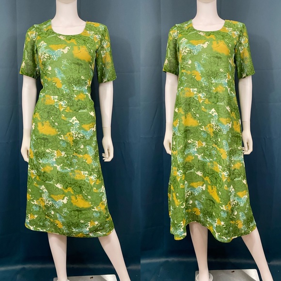 (SOLD) Vintage 60s Abstract Printed Midi Dress